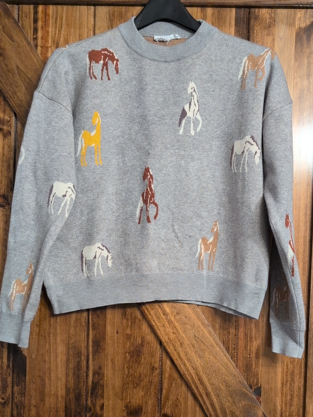 THML Gray Horse Knit Sweater Size Small